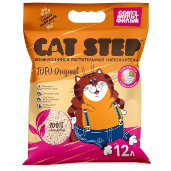 Cat Step СОЮЗМУЛЬТФИЛЬМ Tofu Original Наполнитель растительный комкующийся, 12л 20333039
