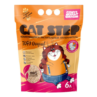 Cat Step СОЮЗМУЛЬТФИЛЬМ Tofu Original Наполнитель растительный комкующийся, 6л